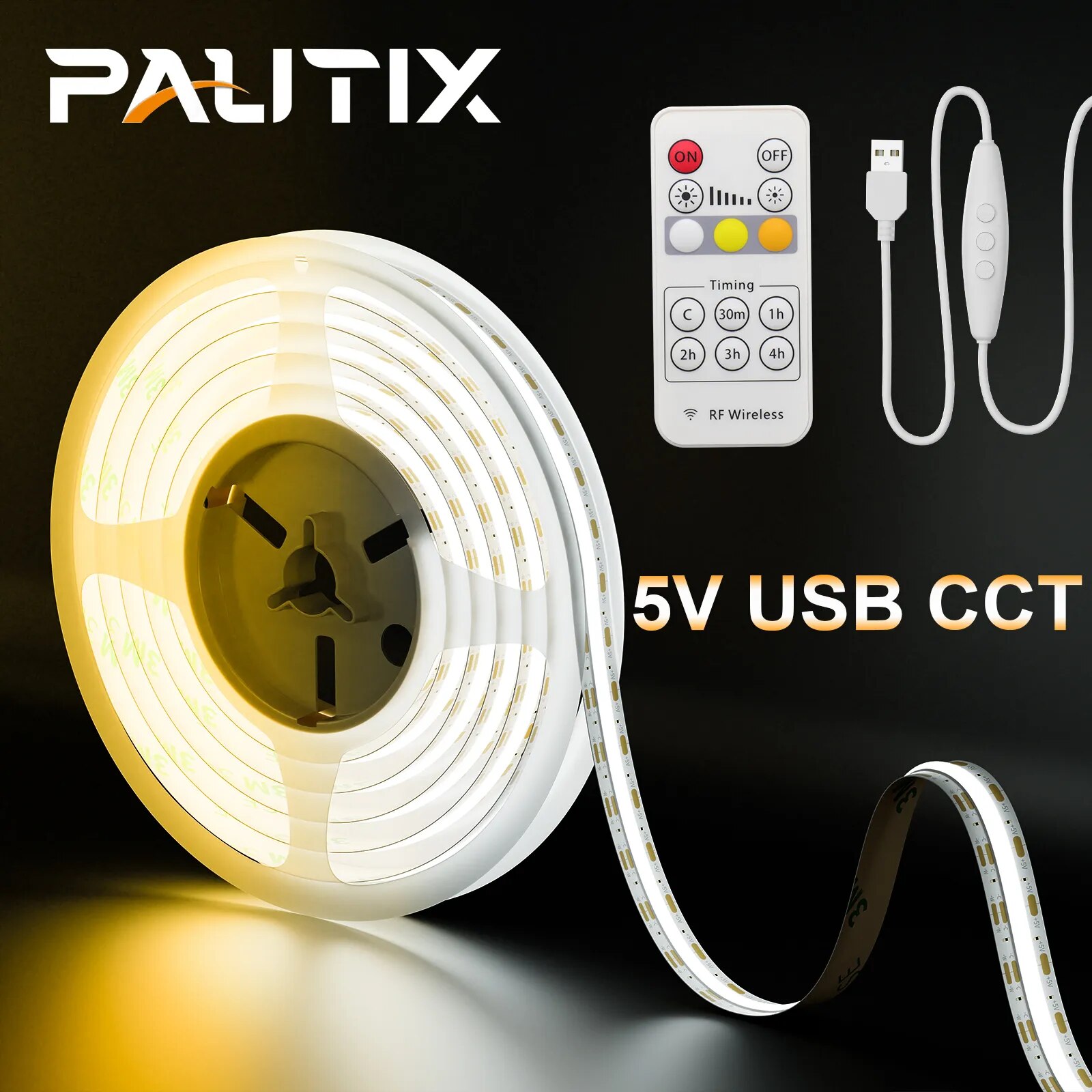 PAUTIX USB COB LED Ʈ , CCT   е 640 LED/m RF , TV Ʈ     , 5V